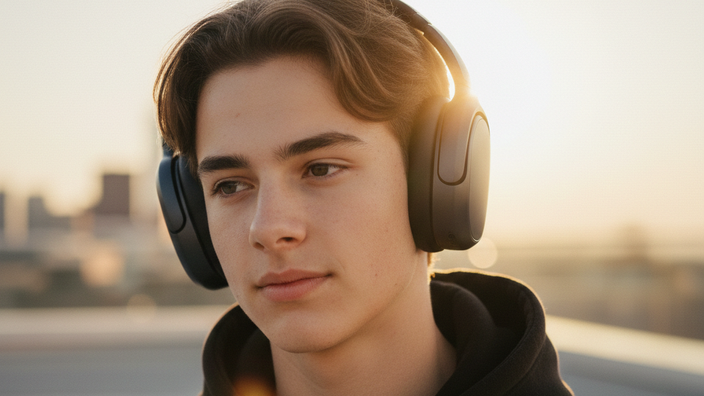 Teenager Junge mit Kopfhörern