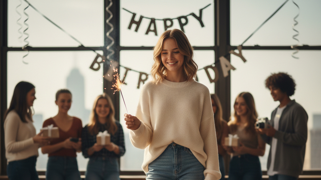 Teenager Mädchen feiert ihren 13. Geburtstag