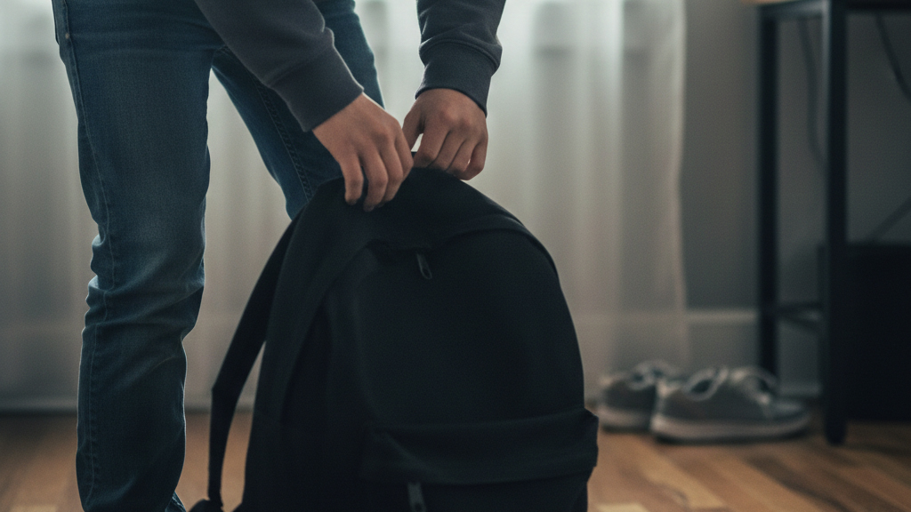 Teenager Junge mit Rucksack