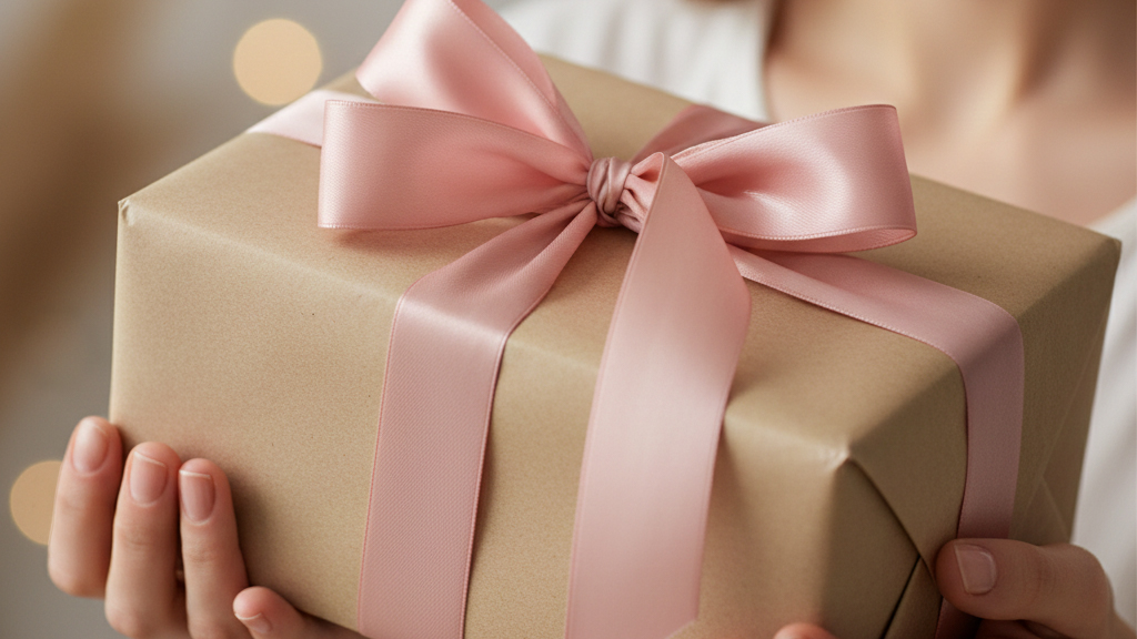 Teenager Mädchen mit einem Geschenk zum 18. Geburtstag