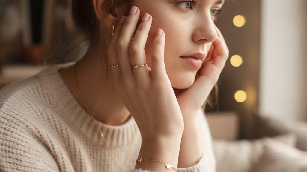 Teenager Mädchen trägt dezenten Schmuck