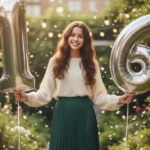 teenager Mädchen hält Luftballons mit der Zahl 16
