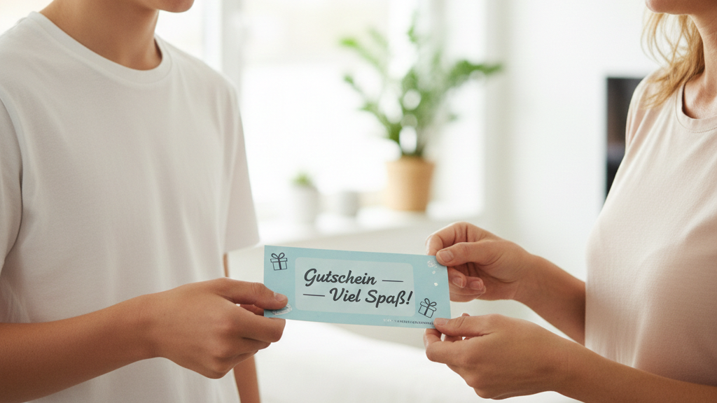 Teenager Bekommt einen Gutschein überreicht