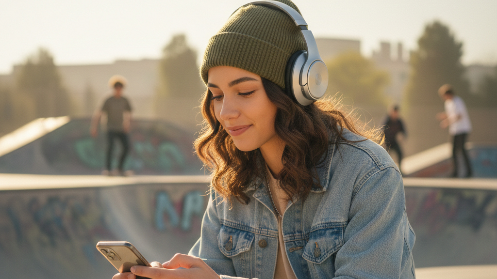 Teenager Mädchen schaut auf ihr Handy 