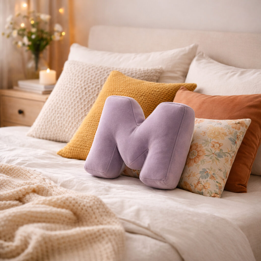 Kuscheliges Bett mit vielen Kissen