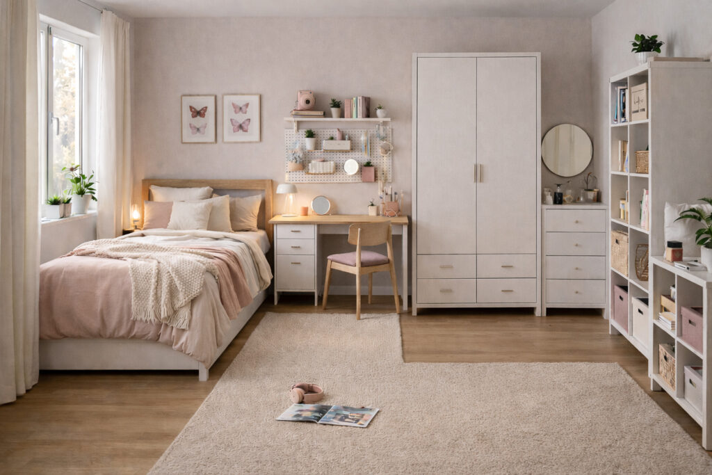 Teenager Mädchen Zimmer in hellen Farben 