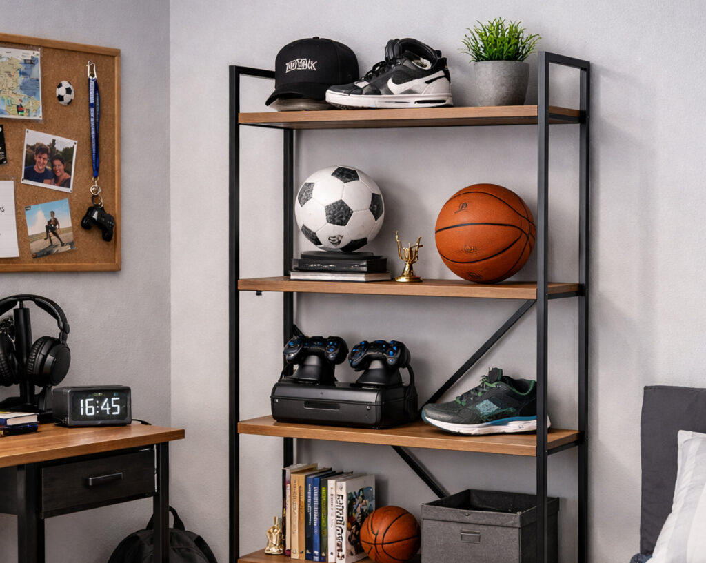 Regal in einem Teenager Jungen Zimmer