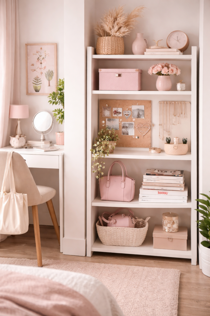 offenes Regal in teenager Mädchen Zimmer