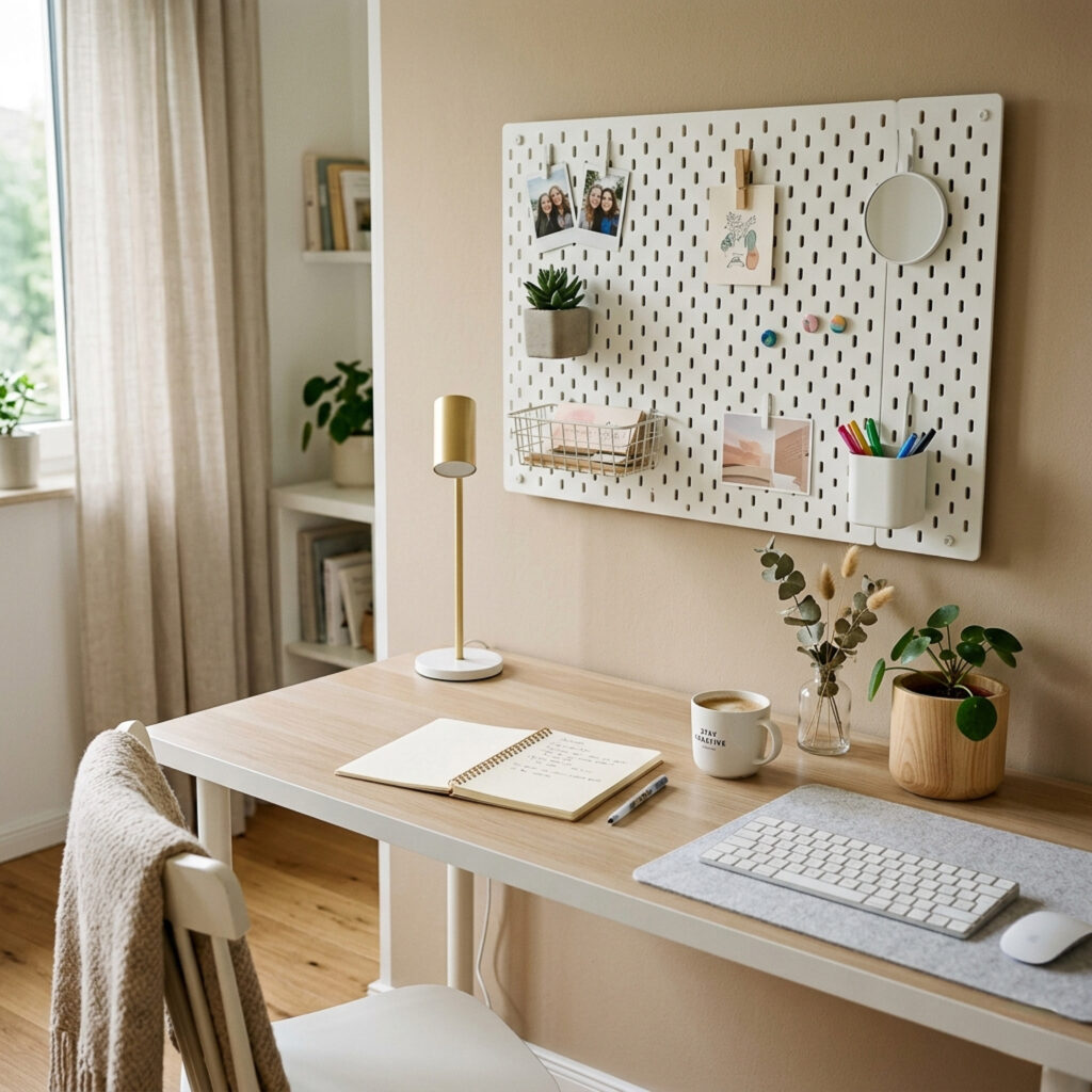 Pinnwand über dem Schreibtisch in einem Teenager Zimmer