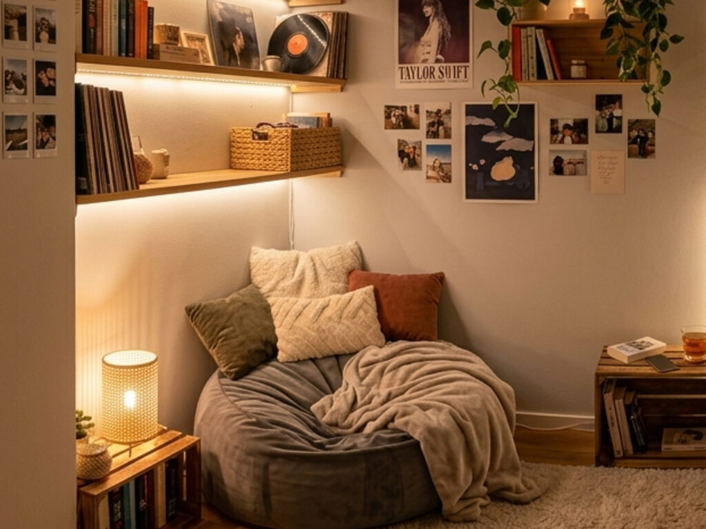 Chilecke im Teenager Zimmer mit indirekten Lichtquellen