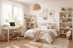 Teenager Zimmer In beige Tönen